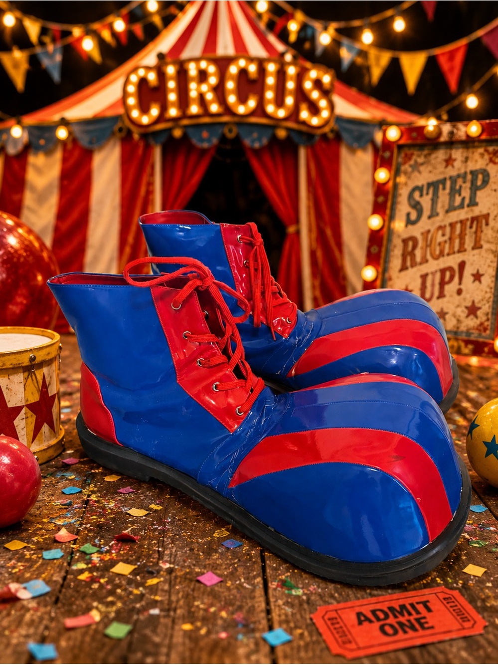 🎪 🤡 Adult Oversized Clown Shoes Red Blue Circus Costume Boots Halloween Prop